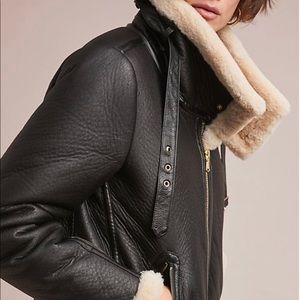 Anthropologie Aviator faux leather coat